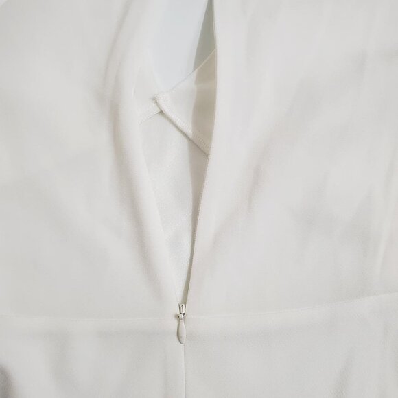 RIXO Womens Bridal Toni Feathered Mini Dress 14 White V-Neck Wedding Par… - Picture 13 of 16